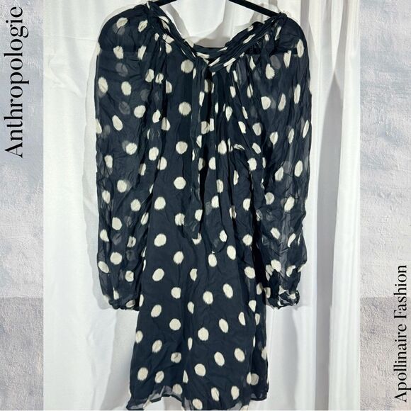 ANTHROPOLOGIE MAEVE POLKA DOT MINI DRESS IN BLACK AND WHITE SIZE XS NWOT - Picture 9 of 9